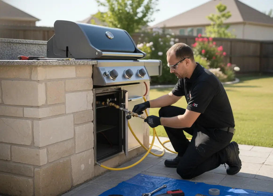 Outdoor kitchen with built in gas grill