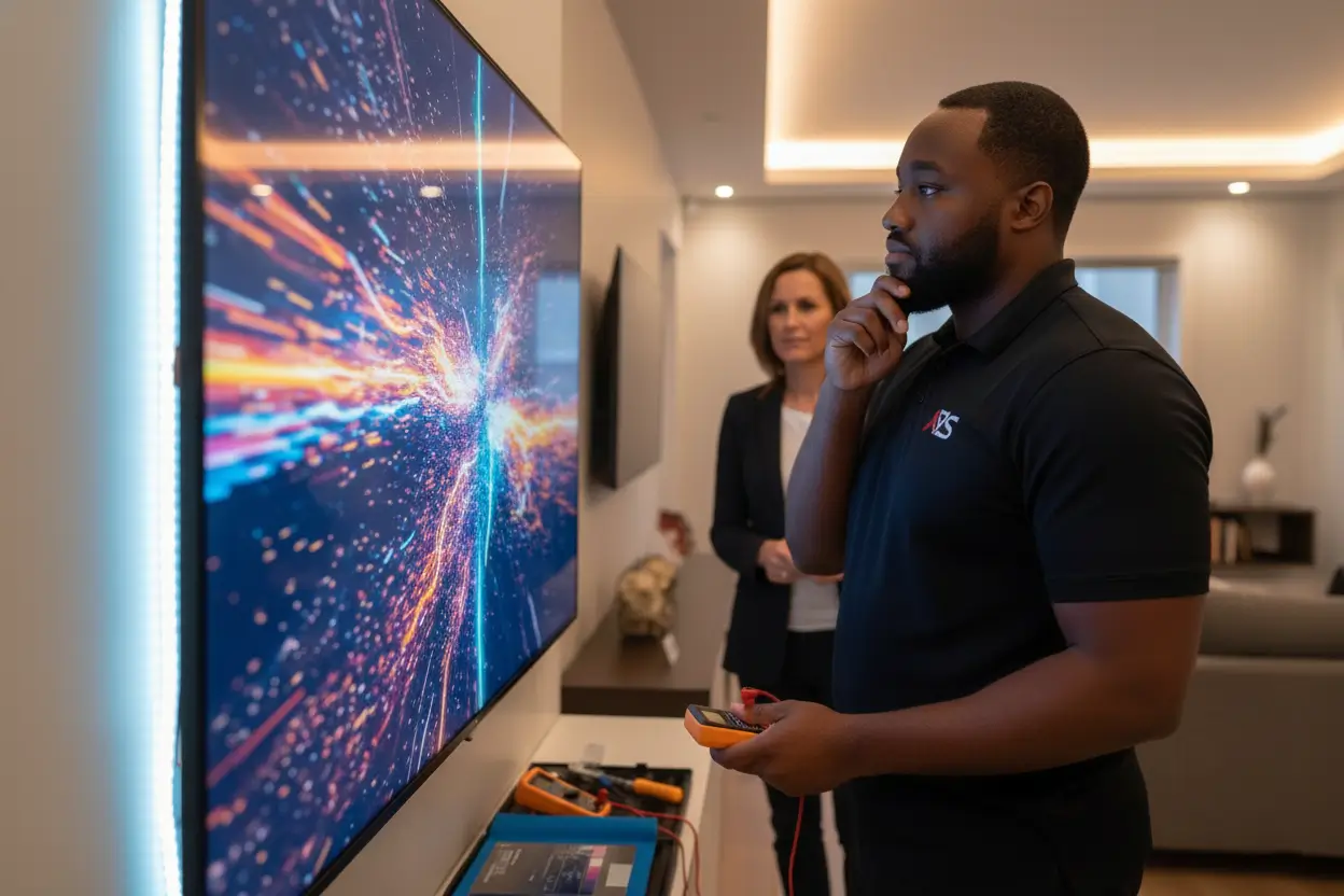 Technician repairing LG OLED TV Technician repairing LG OLED TV