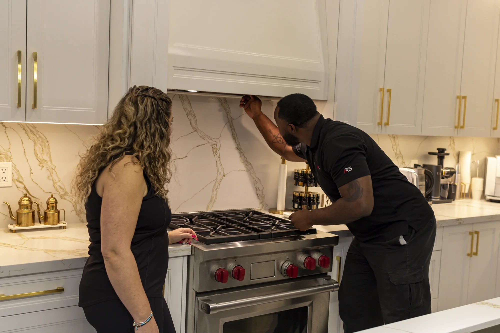 Technician arriving for emergency appliance repair Technician arriving for emergency appliance repair